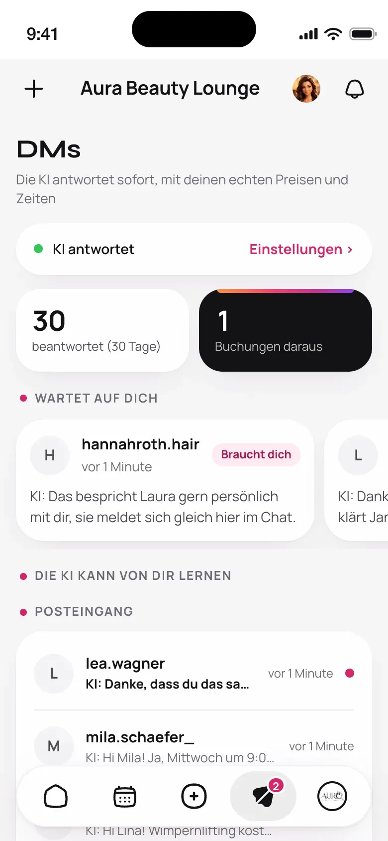 KI-Antworten auf Instagram-DMs in FÉYA Direct