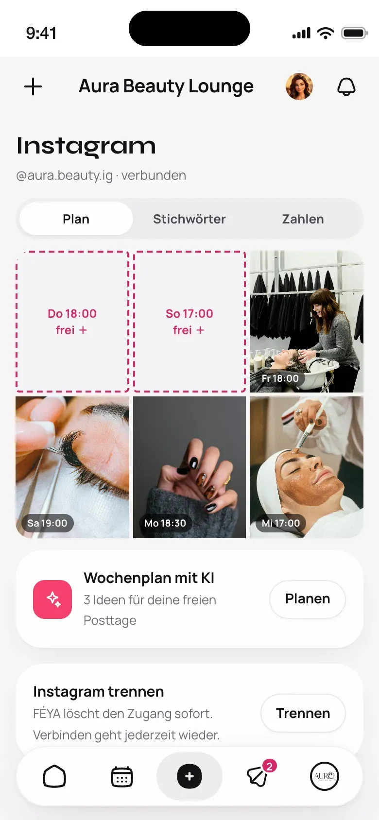 Posting-Kalender mit geplanten Beiträgen